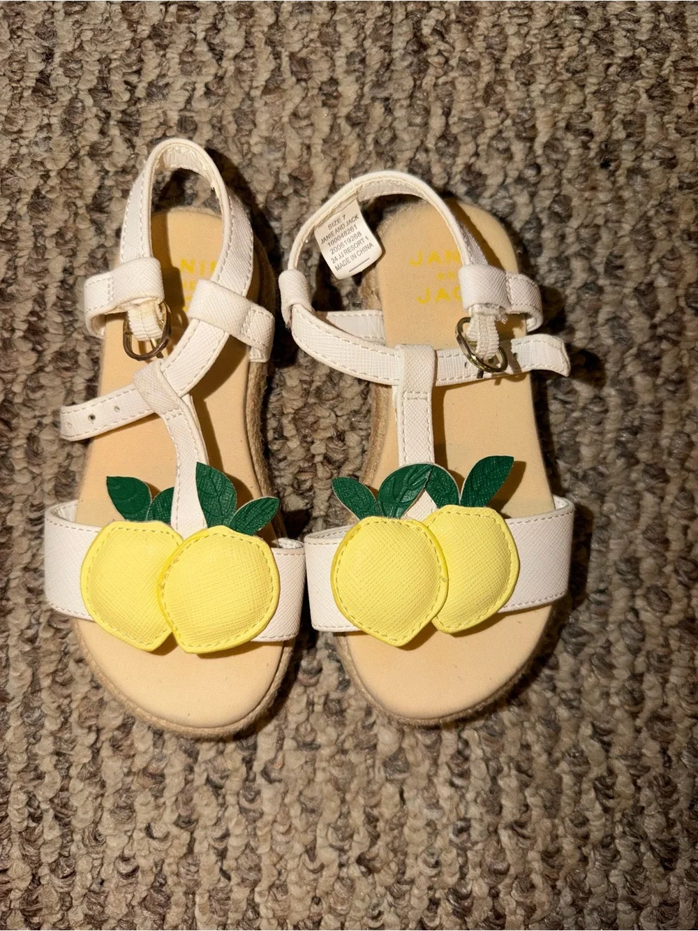 Janie and Jack White Sandals with Yellow Lemon Appliqués